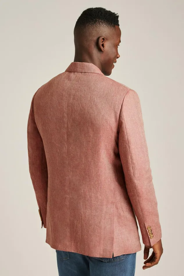Men Unconstructed Italian Blazer Red Herringbone Bonobos Blazers and Sport Coats