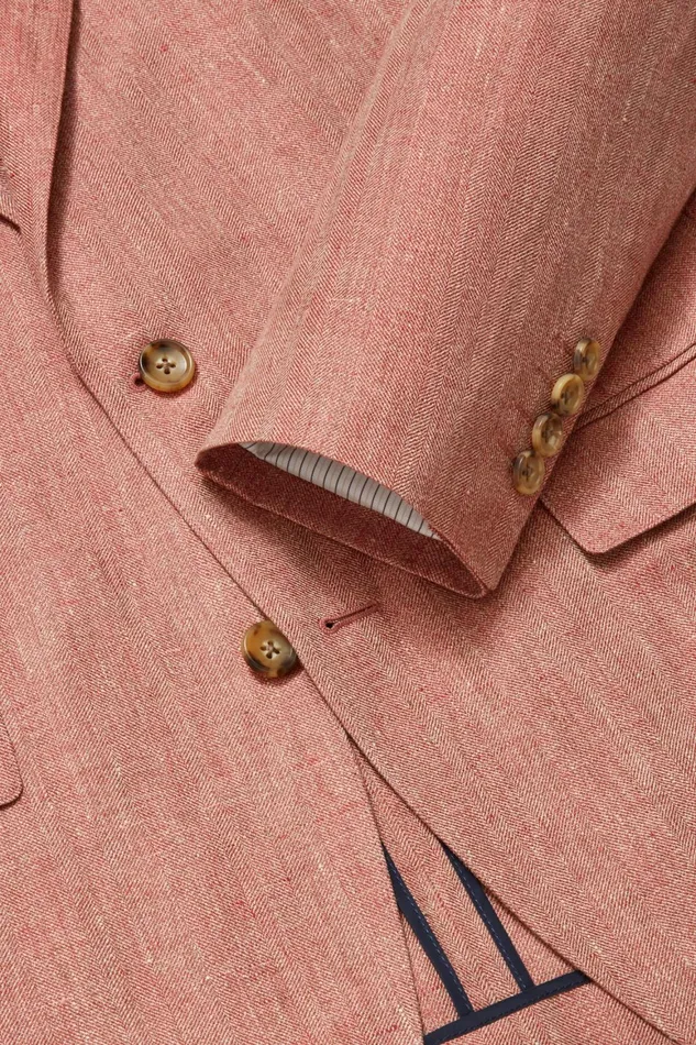 Men Unconstructed Italian Blazer Red Herringbone Bonobos Blazers and Sport Coats