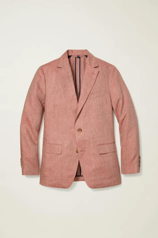 Men Unconstructed Italian Blazer Red Herringbone Bonobos Blazers and Sport Coats