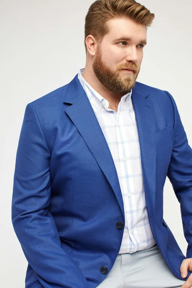 Men Unconstructed Italian Wool Blazer Extended Sizes Jamie Cerulean Blue Bonobos Blazers and Sport Coats