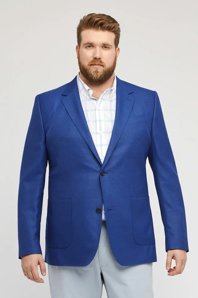 Men Unconstructed Italian Wool Blazer Extended Sizes Jamie Cerulean Blue Bonobos Blazers and Sport Coats