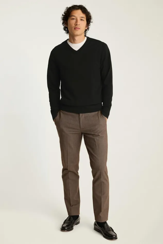 Men Washable Merino VNeck Sweater Jet Black Bonobos Crew and VNeck Sweaters
