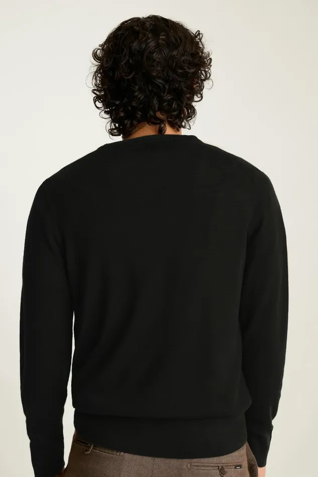 Men Washable Merino VNeck Sweater Jet Black Bonobos Crew and VNeck Sweaters