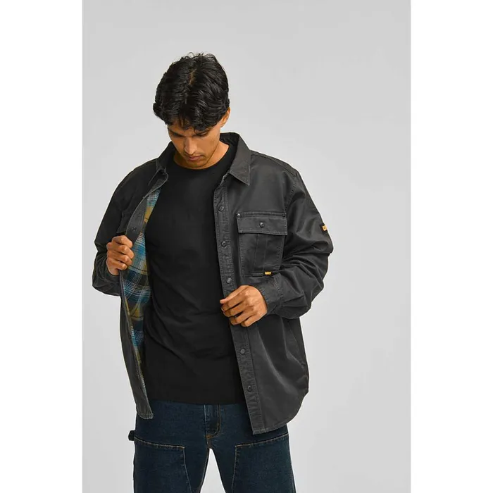 Men Waxed Cotton Shirt Jacket Cat Footwear Tops and Outerwear