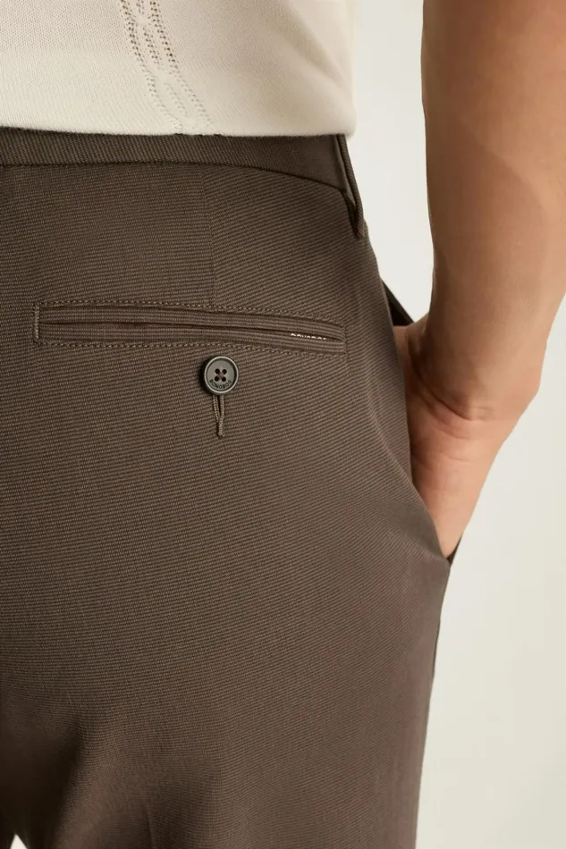 Men Weekday Warrior Dress Pants Tuesday Brown Micro Dobby Bonobos Dress Pants