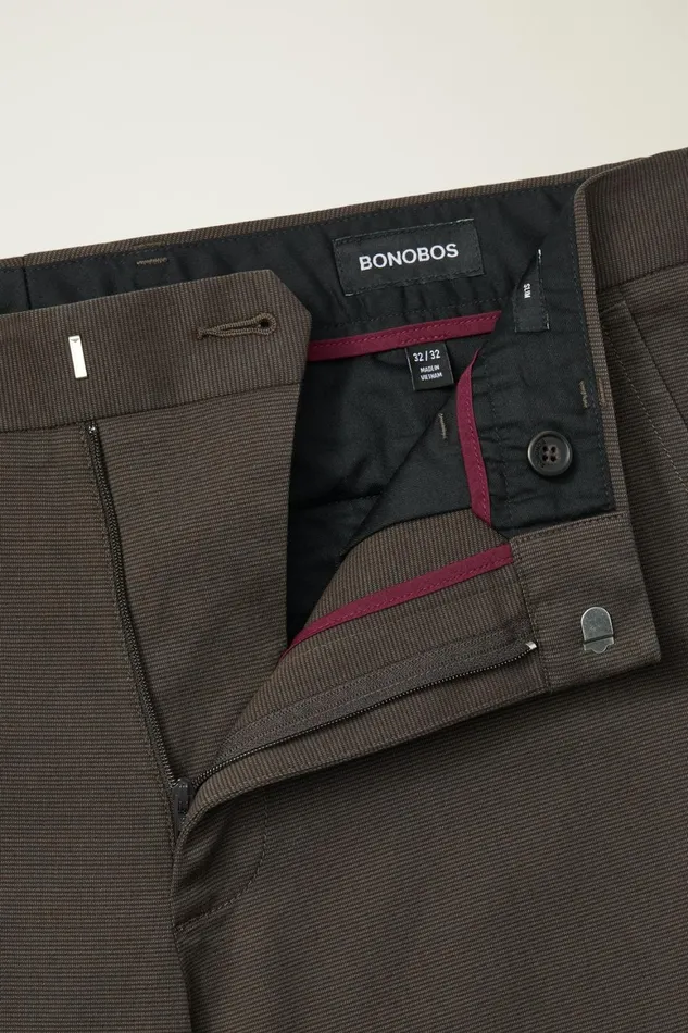 Men Weekday Warrior Dress Pants Tuesday Brown Micro Dobby Bonobos Dress Pants