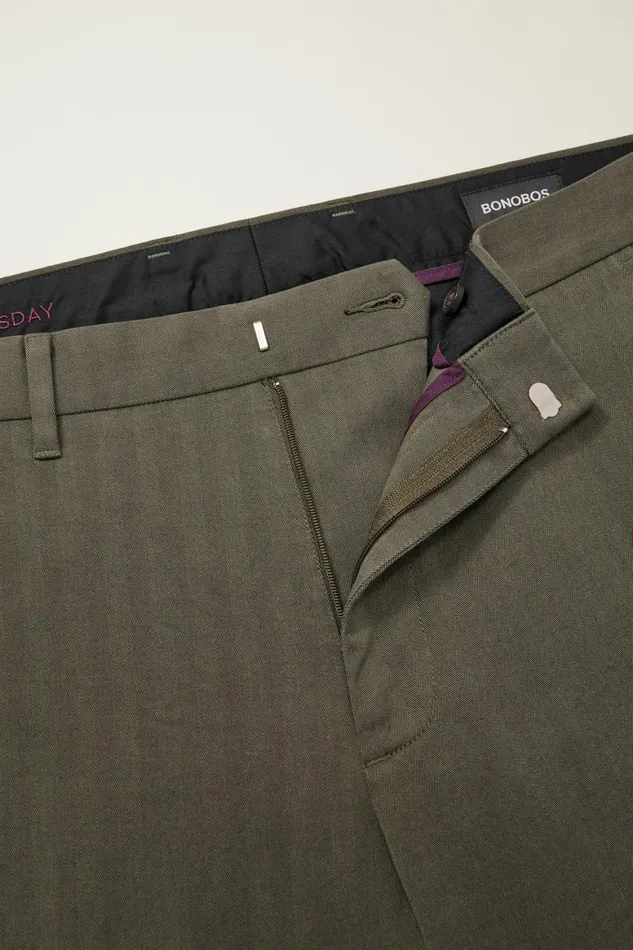Men Weekday Warrior Dress Pants Wednesday Olive Brown Herringbone Bonobos Dress Pants