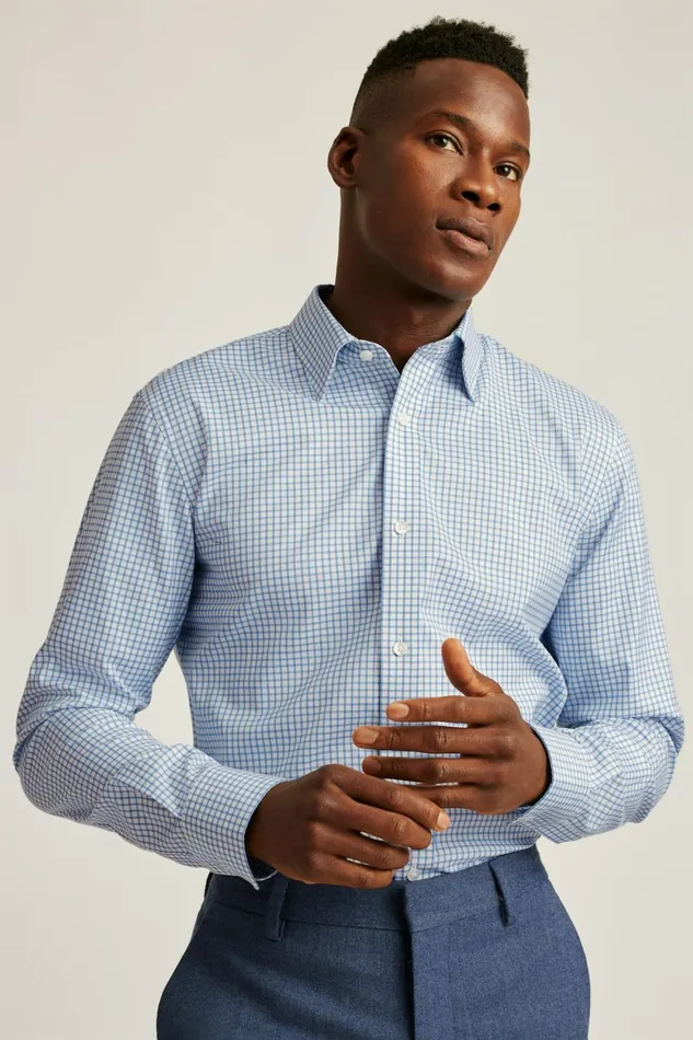 Men Weekday Warrior Dress Shirt Blue Bellshill Check Bonobos Business Casual Shirts
