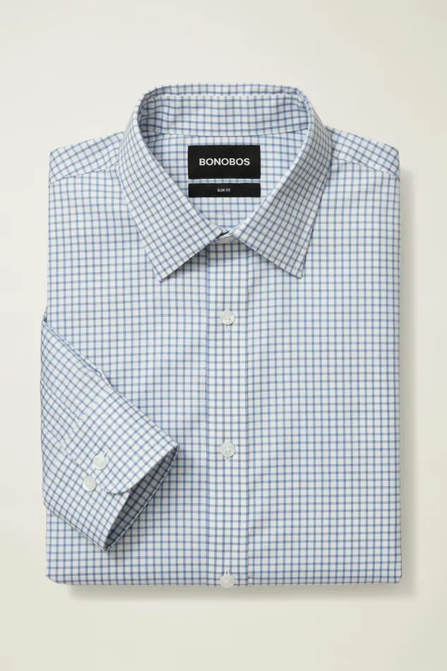 Men Weekday Warrior Dress Shirt Blue Bellshill Check Bonobos Business Casual Shirts