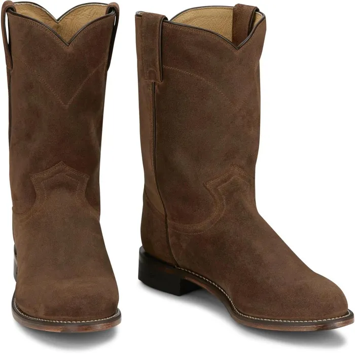 MEN Wes 10034 Suede Roper Almond Justin Boots Western