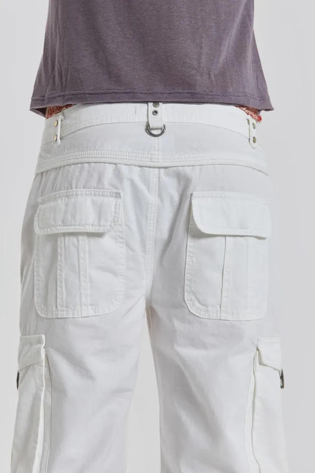 Men White Straight Leg Cargo Trousers Jaded London Cargo Pants