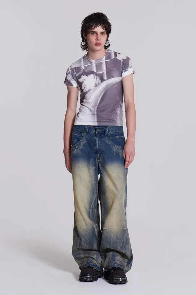 Men Wing Print Low Rise Colossus Jeans Jaded London Colossus Jeans