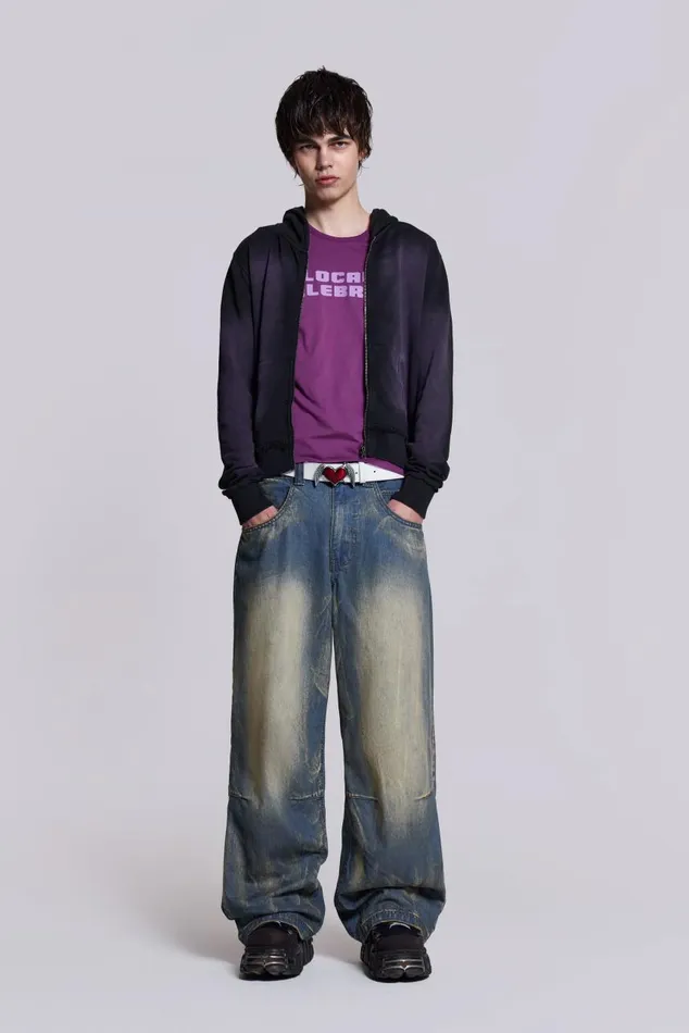 Men Wing Print Low Rise Colossus Jeans Jaded London Colossus Jeans