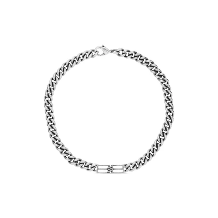 MenWomen Necklaces Balenciaga Bb Icon Gourmette Necklace In Antique Silver
