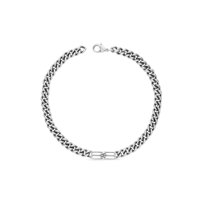 MenWomen Necklaces Balenciaga Bb Icon Gourmette Necklace In Antique Silver