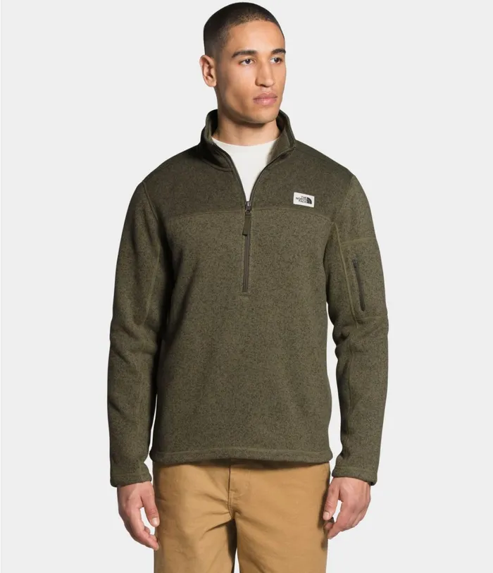 Mens Gordon Lyons Zip Pullover Burnt Olive Green Dark Heathernew Taupe Green Dark Heather The North Face Fleece