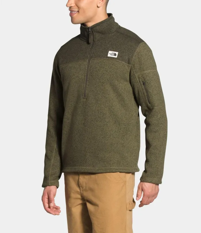 Mens Gordon Lyons Zip Pullover Burnt Olive Green Dark Heathernew Taupe Green Dark Heather The North Face Fleece
