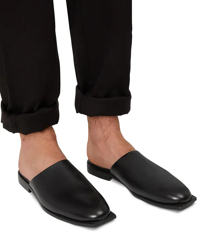 Mens Kane Vegan Slip On Mules Black Matt and Nat Footwear