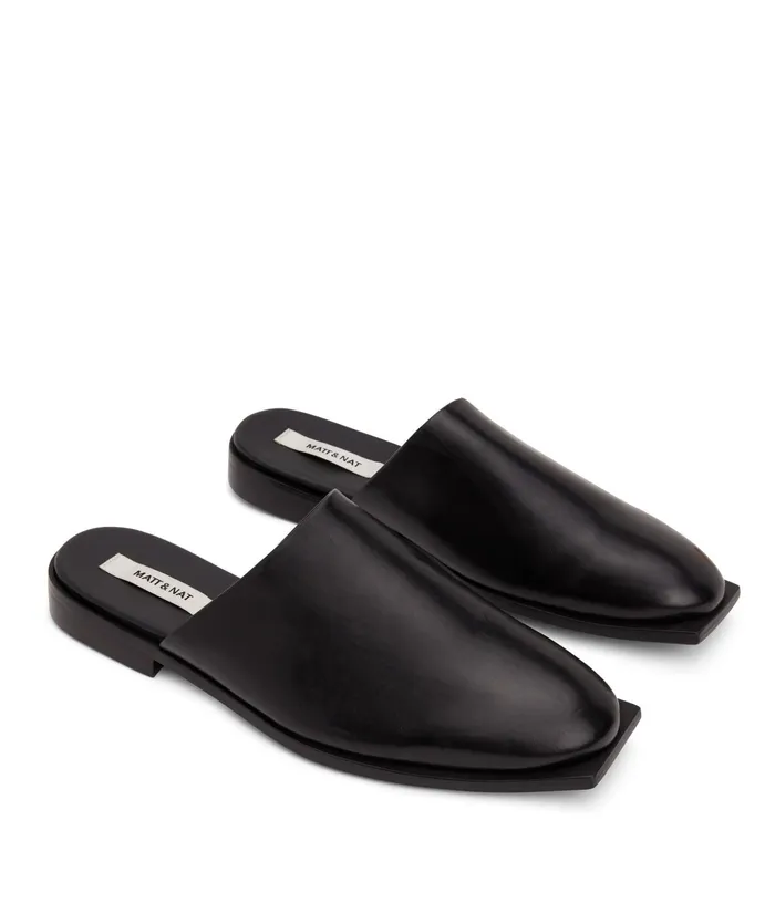 Mens Kane Vegan Slip On Mules Black Matt and Nat Footwear