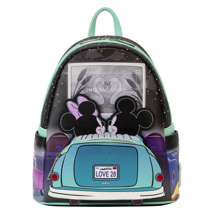 Mickey and Minnie Date Night DriveIn Lenticular Mini Backpack Unisex Loungefly Backpacks Mickey and Minnie Date Night DriveIn Lenticular Mini Backpack Unisex Loungefly Backpacks