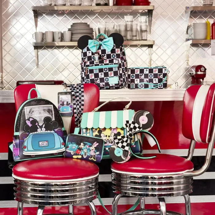 Mickey and Minnie Date Night DriveIn Lenticular Mini Backpack Unisex Loungefly Backpacks Mickey and Minnie Date Night DriveIn Lenticular Mini Backpack Unisex Loungefly Backpacks