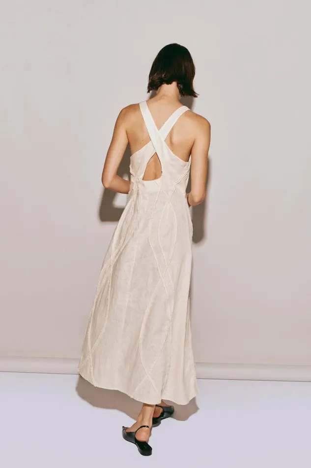 MidiMaxi Dresses Women VRG GRL Ana Linen Maxi Dress Wave MidiMaxi Dresses Women VRG GRL Ana Linen Maxi Dress Wave
