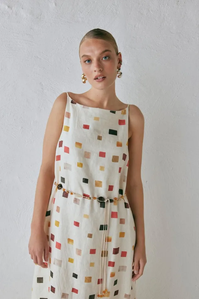 MidiMaxi Dresses Women VRG GRL Elma Linen Midi Dress Tile MidiMaxi Dresses Women VRG GRL Elma Linen Midi Dress Tile