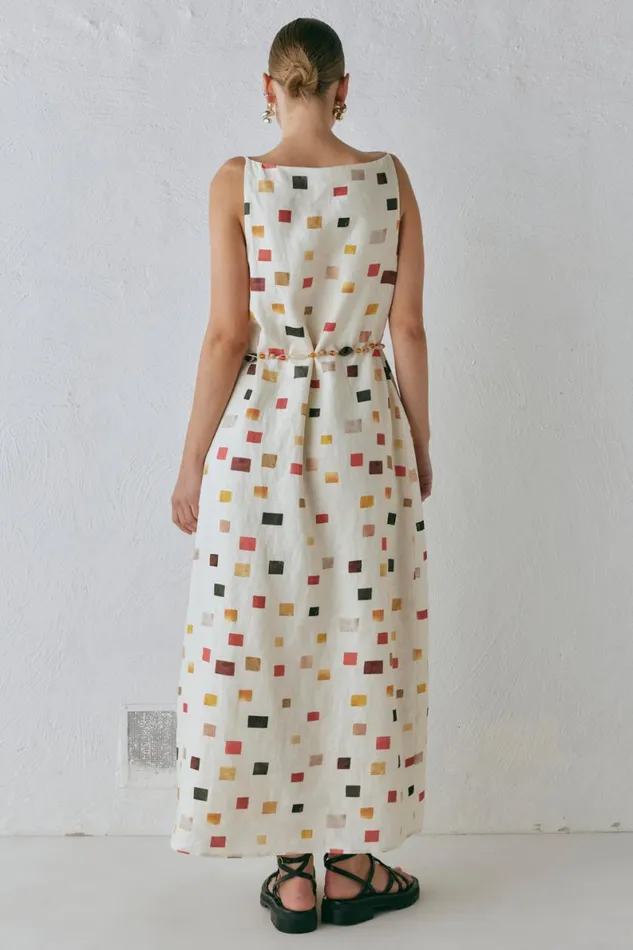 MidiMaxi Dresses Women VRG GRL Elma Linen Midi Dress Tile MidiMaxi Dresses Women VRG GRL Elma Linen Midi Dress Tile