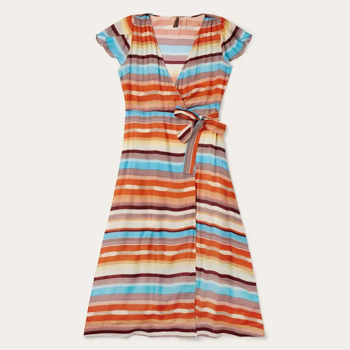 Midi Women Stetson Sunset Serape Print Rayon Herringbone Wrap Front Dress Multi Midi Women Stetson Sunset Serape Print Rayon Herringbone Wrap Front Dress Multi