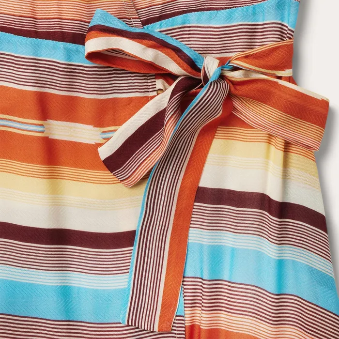 Midi Women Stetson Sunset Serape Print Rayon Herringbone Wrap Front Dress Multi