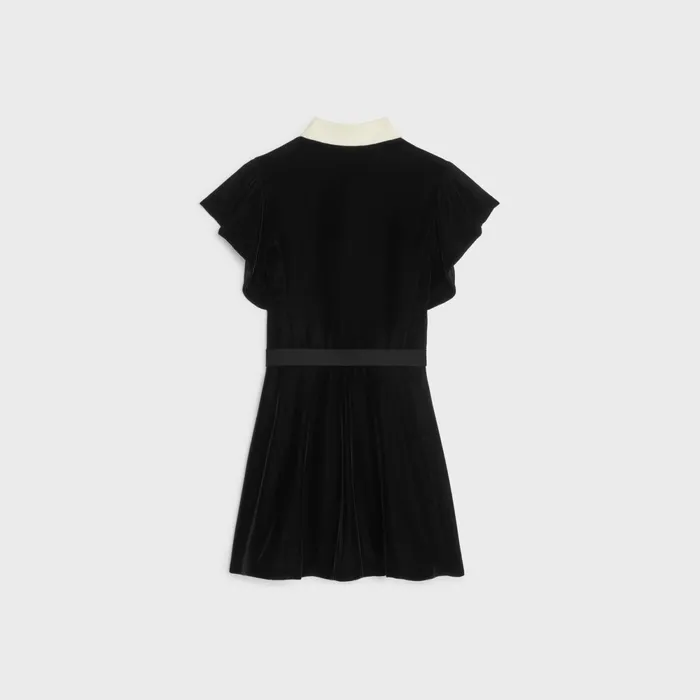 Mini Dress In Flowing Velvet Black Women CELINE DRESSES AND SKIRTS