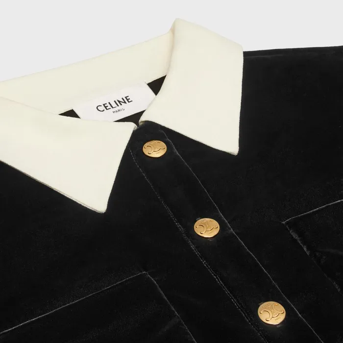 Mini Dress In Flowing Velvet Black Women CELINE DRESSES AND SKIRTS