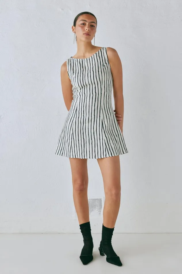 Mini Dresses Women VRG GRL Chloe Linen Mini Dress Black Mini Dresses Women VRG GRL Chloe Linen Mini Dress Black
