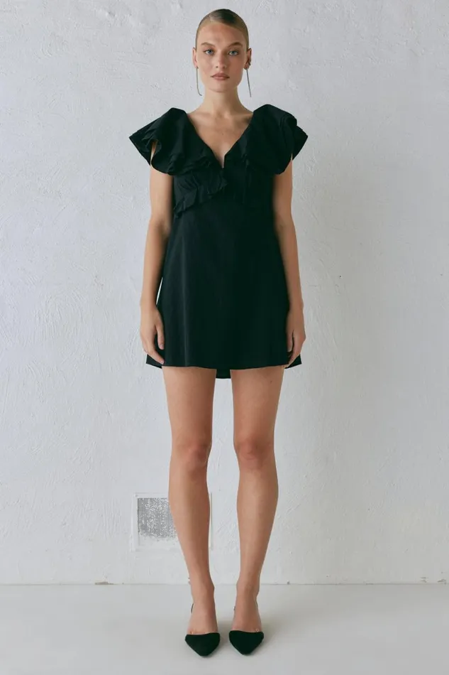 Mini Dresses Women VRG GRL Party Nights Frill Mini Dress Black Mini Dresses Women VRG GRL Party Nights Frill Mini Dress Black