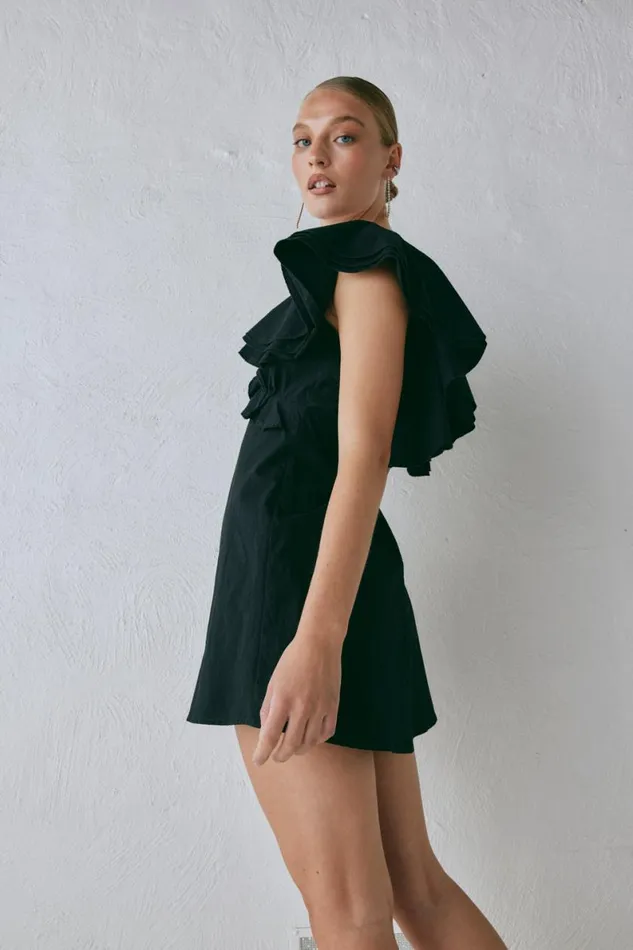 Mini Dresses Women VRG GRL Party Nights Frill Mini Dress Black Mini Dresses Women VRG GRL Party Nights Frill Mini Dress Black