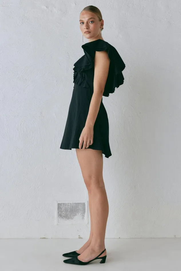 Mini Dresses Women VRG GRL Party Nights Frill Mini Dress Black Mini Dresses Women VRG GRL Party Nights Frill Mini Dress Black