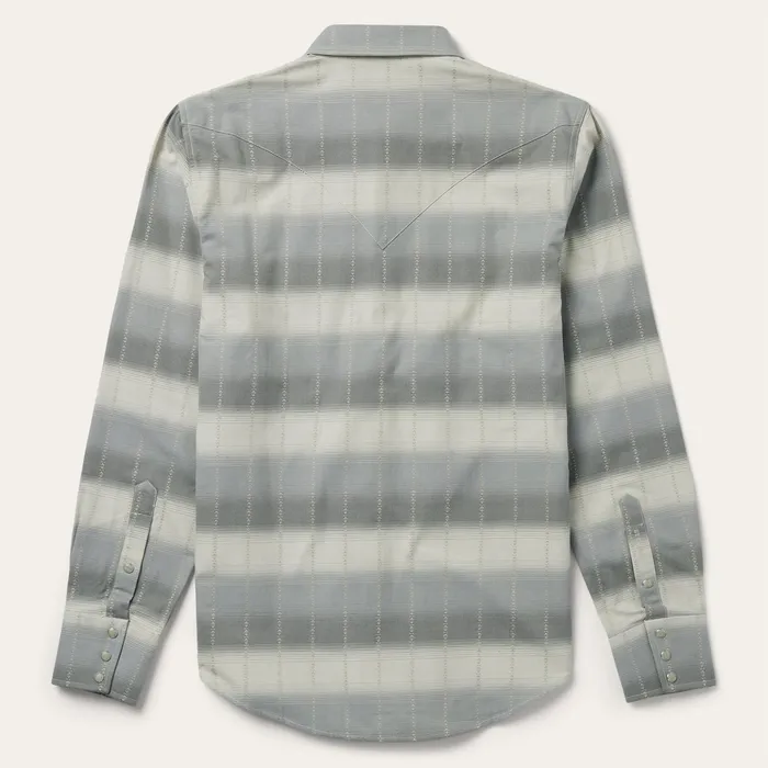 Modern Cut Men Stetson Serape Dobby Twill Western Shirt Brown
