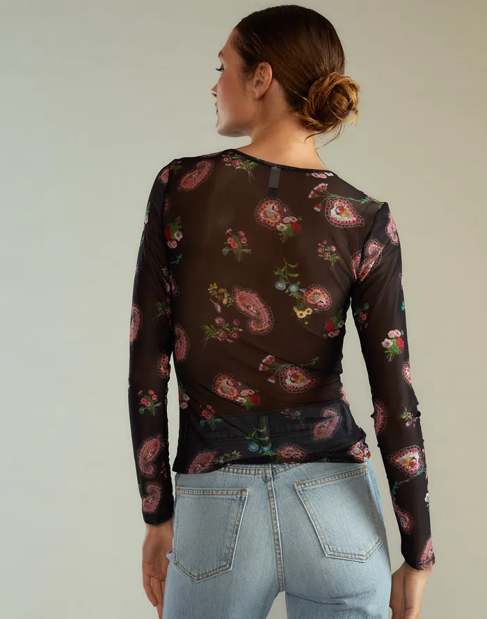 Modern Mesh Top 8211 Blkfl Women Cynthia Rowley Tops