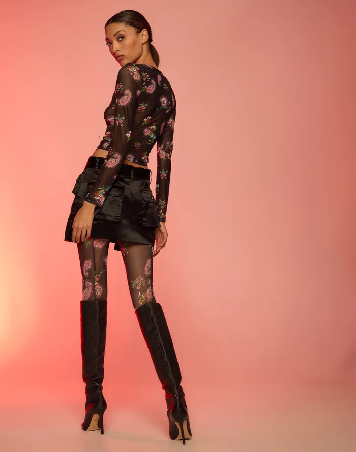 Modern Mesh Top 8211 Blkfl Women Cynthia Rowley Tops