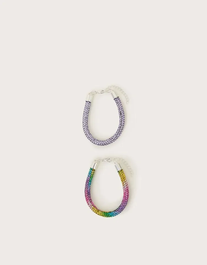 Monsoon 2Pack Diamante Tube Bracelets Children Girls039 Jewellery