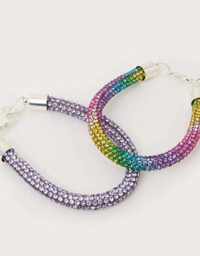 Monsoon 2Pack Diamante Tube Bracelets Children Girls039 Jewellery Monsoon 2Pack Diamante Tube Bracelets Children Girls039 Jewellery