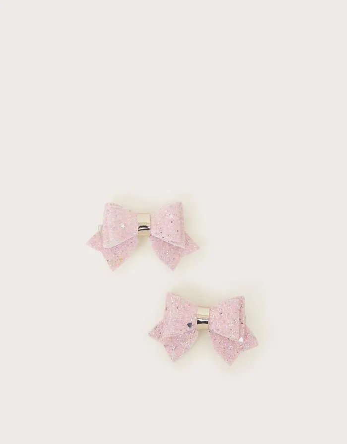 Monsoon 2Pack Glitter Bow Clips Children Girls039 Hair Accessories