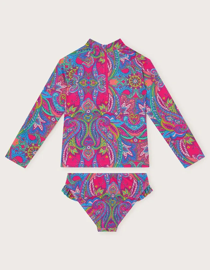 Monsoon 2Piece Paisley Long Sleeve Set Pink Children Beachwear and Swimwear Monsoon 2Piece Paisley Long Sleeve Set Pink Children Beachwear and Swimwear