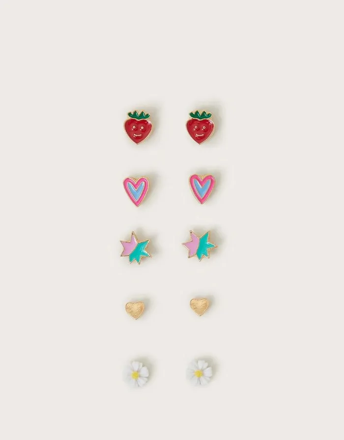 Monsoon 5Pack Daisy Stud Earrings Children Casualwear Collection
