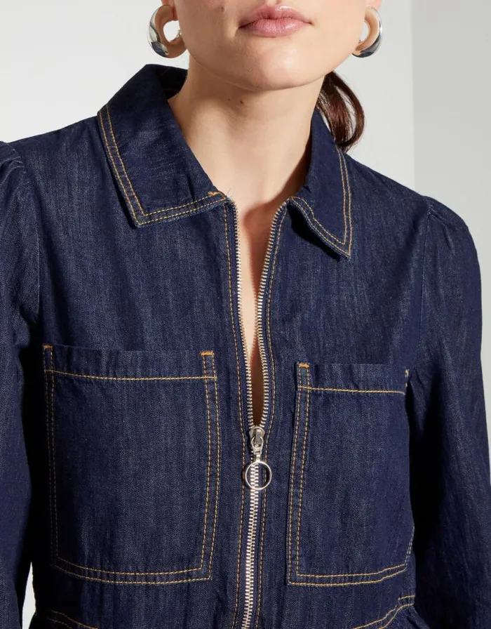 Monsoon Adeena Denim Mini Shirt Dress Blue Women Casualwear Monsoon Adeena Denim Mini Shirt Dress Blue Women Casualwear