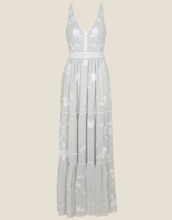 Monsoon Alexis Embellished Maxi Dress Silver Women Occasionwear Monsoon Alexis Embellished Maxi Dress Silver Women Occasionwear