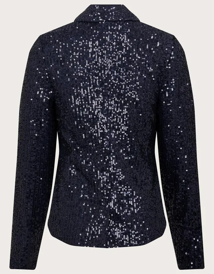 Monsoon All Over Sequin Blazer Blue Children Partywear Monsoon All Over Sequin Blazer Blue Children Partywear