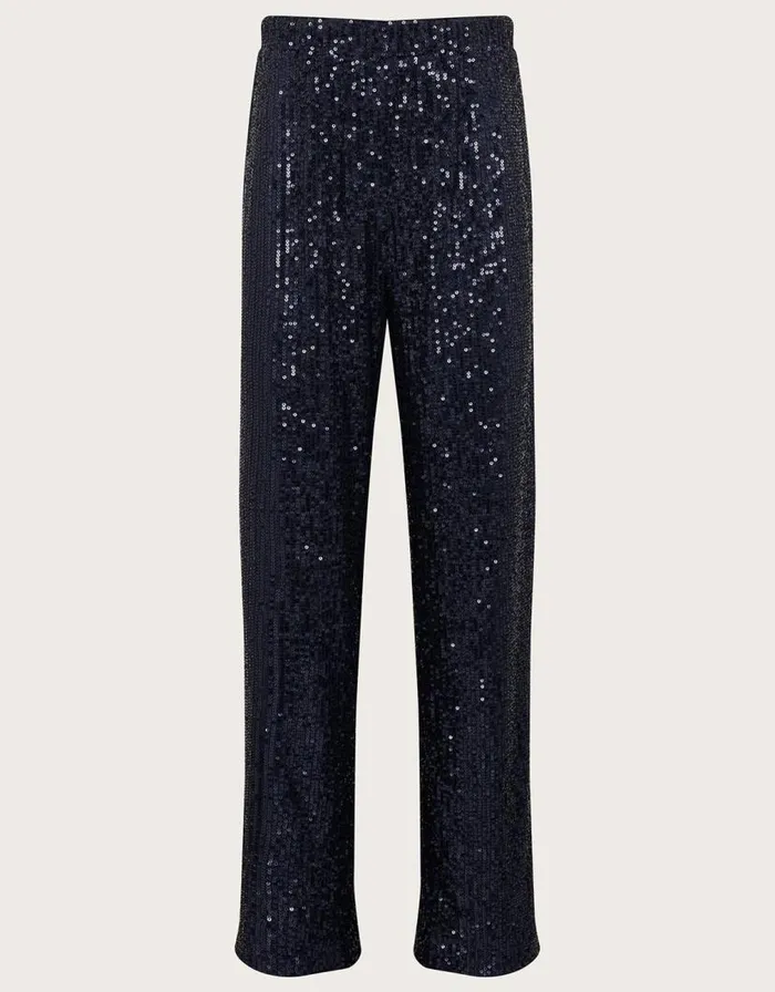 Monsoon AllOver Sequin Trousers Blue Children Partywear