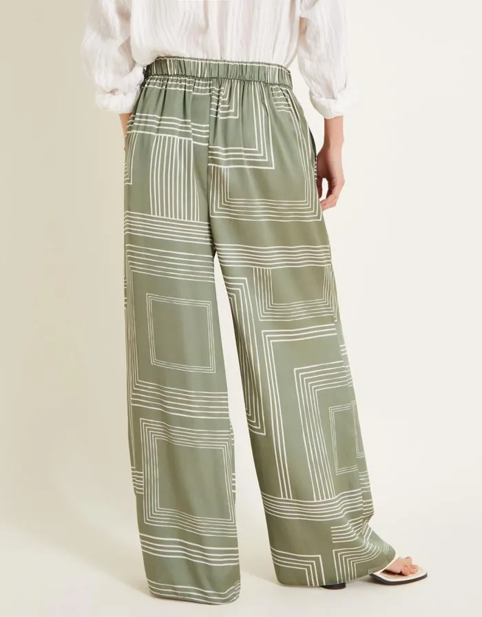 Monsoon Anica Print Wide Leg Trousers Green Women Coords Monsoon Anica Print Wide Leg Trousers Green Women Coords