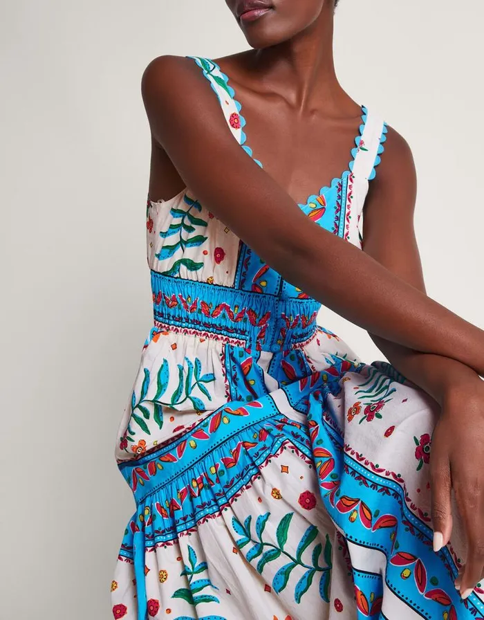 Monsoon Anya Border Print Dress Ivory Women Beachwear and Swimwear Monsoon Anya Border Print Dress Ivory Women Beachwear and Swimwear